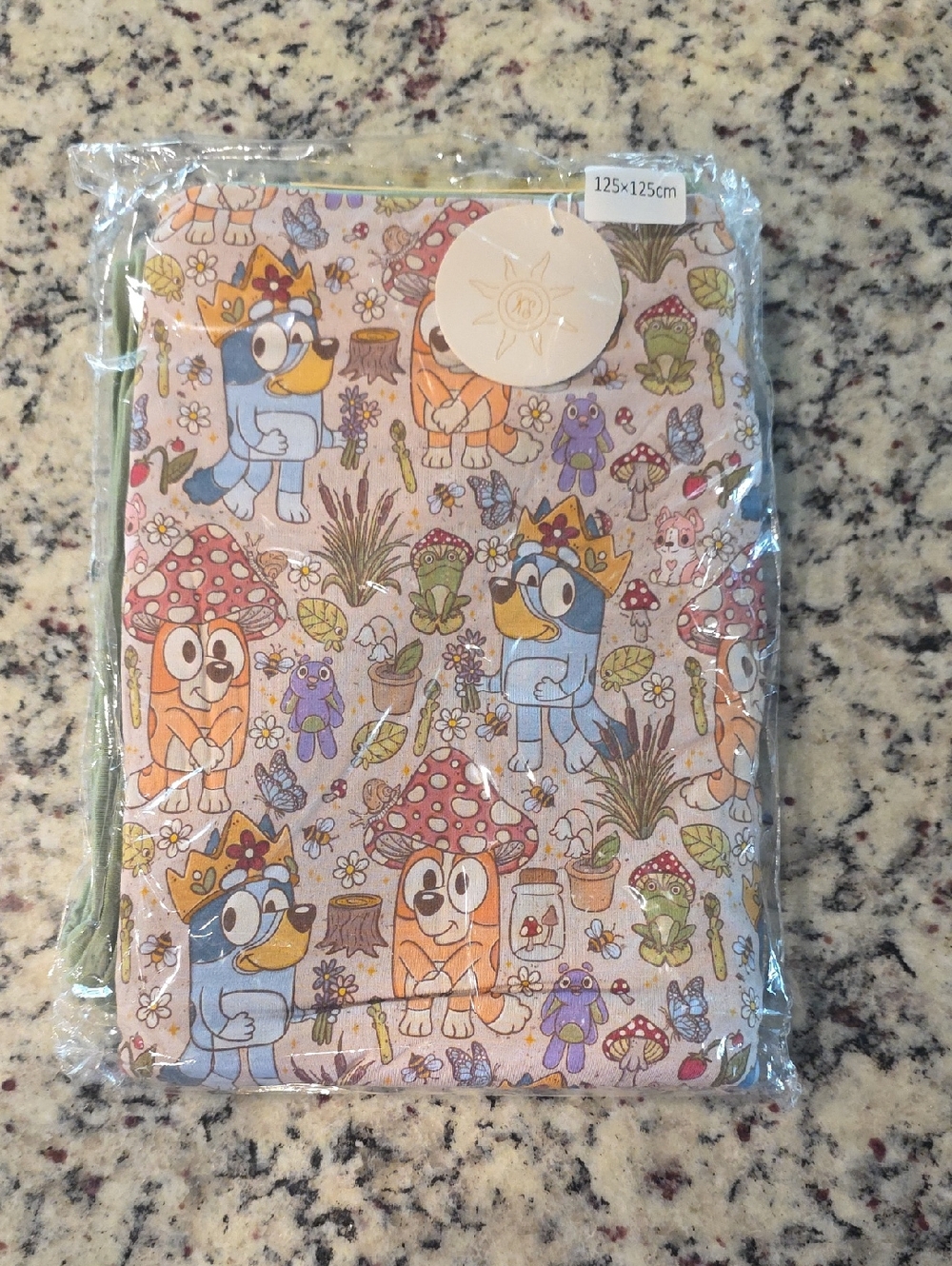 Children's Bamboo Toddler Blanket - Bluey Cottagecore 125x125cm NWT/B